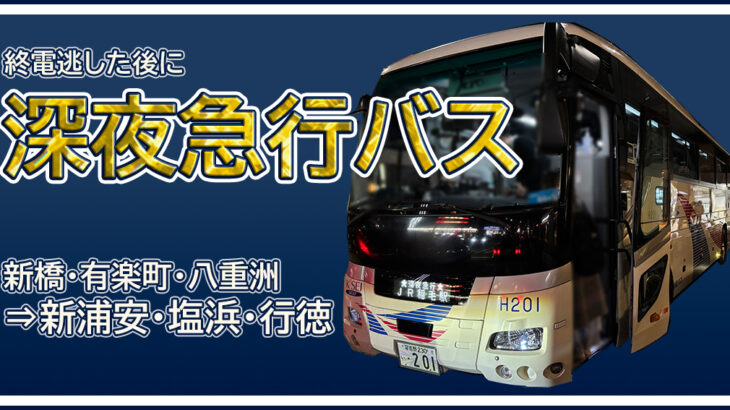 終電後も安心！復活した深夜急行バスに乗ってみた【新橋から行徳へ】